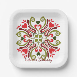 Personalized Floral Birthday Party Plates Papieren Bordje