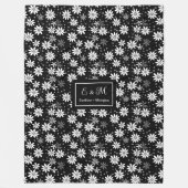 Personalized Floral Blanket Black White Decorative Fleece Deken (Voorkant)