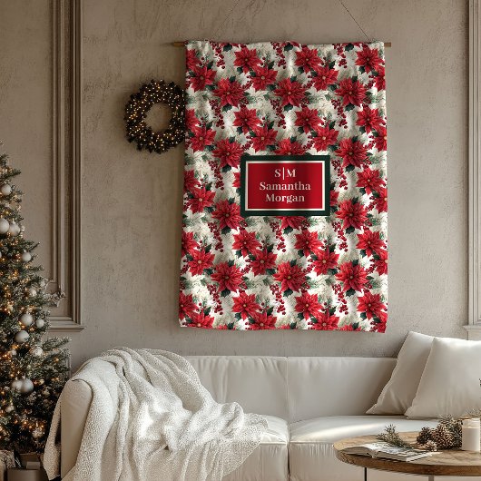Personalized Floral Blanket Elegant Holiday Touch Fleece Deken