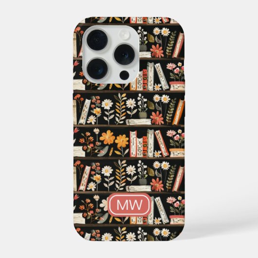 Personalized Floral Bookshelf Phone Case iPhone Hoesje (Achterkant)