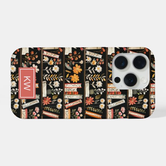 Personalized Floral Bookshelf Phone Case iPhone Hoesje (Achterkant horizontaal)