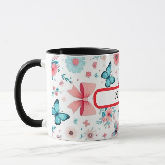 “Personalized Floral Butterfly Coffee Mug for Gift Mok (Links)