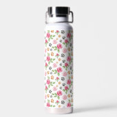 Personalized Floral Cat Mom Water Bottle Waterfles (Achterkant)