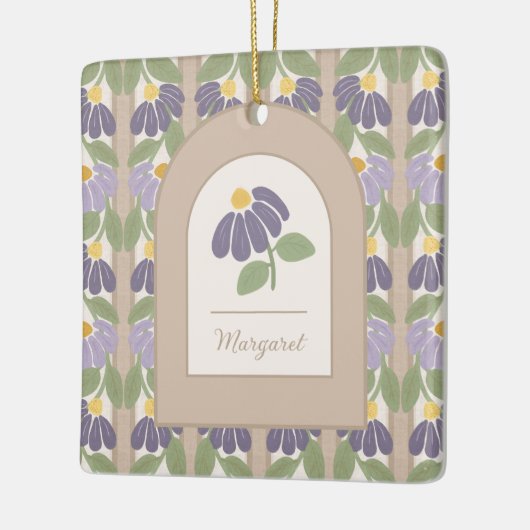 Personalized Floral Ceramic Photo Ornament (Links)
