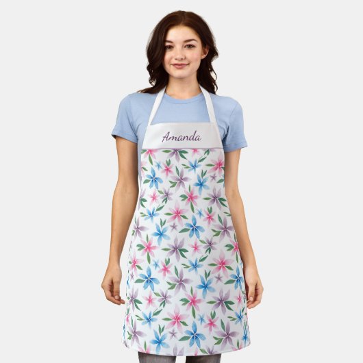 Personalized Floral custom All-Over Print Apron Schort (Gedragen)