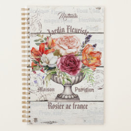 Personalized floral Decorative rustic wood French Planner