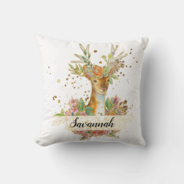 Personalized Floral Deer Kussen