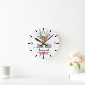 Personalized Floral Deer Ronde Klok (Huis)