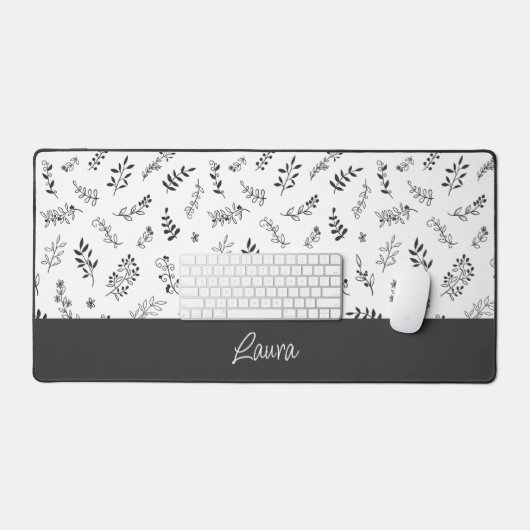 Personalized Floral Design Desk Mat  (Keyboard & Muis)