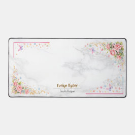 Personalized Floral Desk Mat - Elegant Workspace 