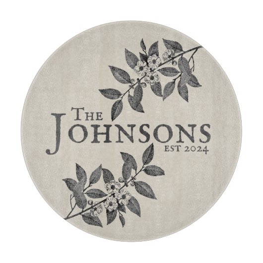 Personalized Floral Elegance Cutting Board Snijplank (Voorkant)