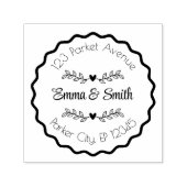 Personalized Floral Frame Name and Address Zelfinktende Stempel (Design)