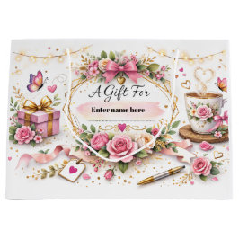 Personalized Floral Gift Bag With Custom Name Groot Cadeauzakje