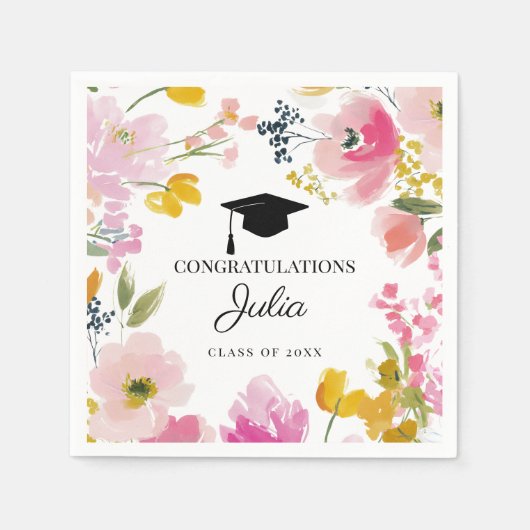 Personalized Floral Graduation Party Decor Servet (Voorkant)