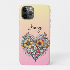 Personalized Floral Heart Romantic Case-Mate iPhone Case