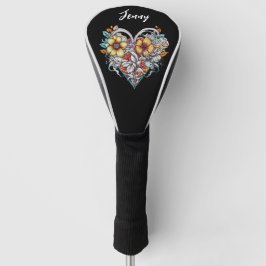 Personalized Floral Heart Romantic Golfheadcover