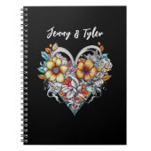 Personalized Floral Heart Romantic Notitieboek (Voorkant)