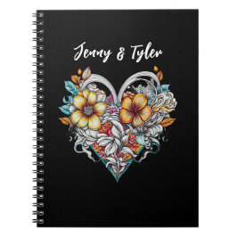 Personalized Floral Heart Romantic Notitieboek