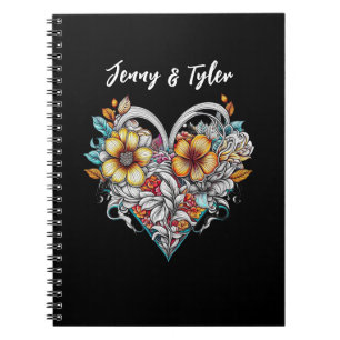 Personalized Floral Heart Romantic Notitieboek