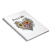 Personalized Floral Heart Romantic Notitieboek (Rechterzijde)