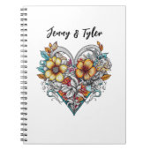 Personalized Floral Heart Romantic Notitieboek (Voorkant)