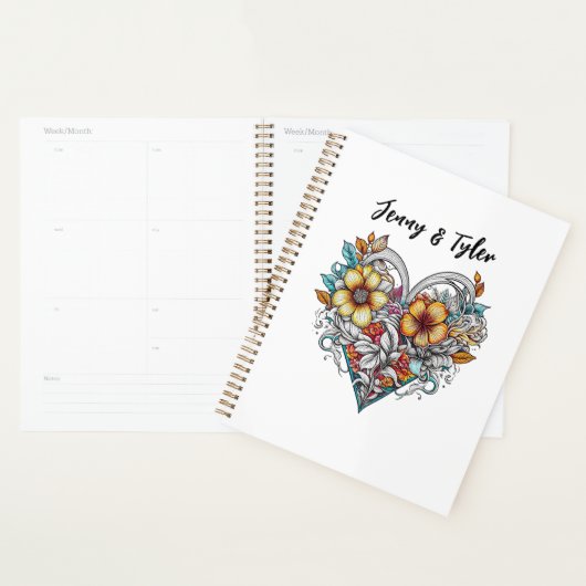 Personalized Floral Heart Romantic Planner (Display)