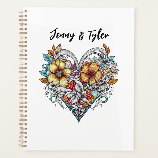 Personalized Floral Heart Romantic Planner (Voorkant)