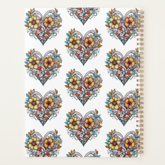 Personalized Floral Heart Romantic Planner (Achterkant)