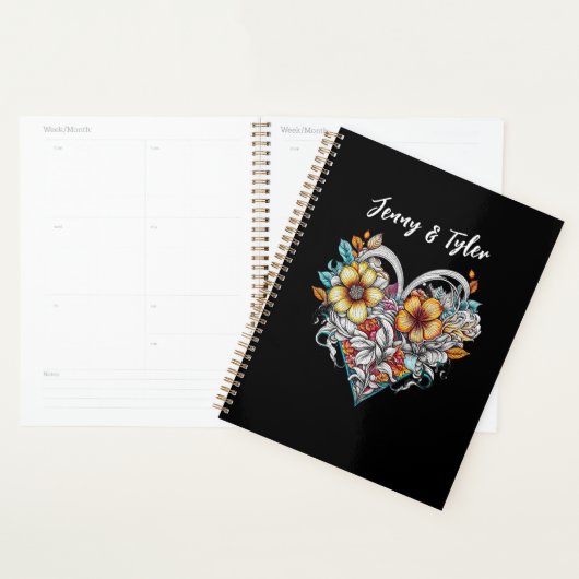 Personalized Floral Heart Romantic Planner (Display)
