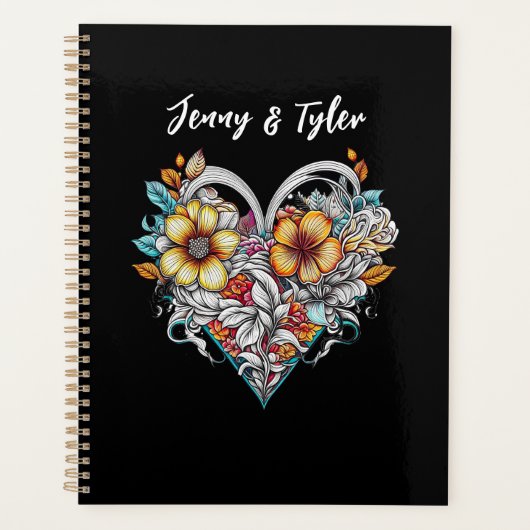 Personalized Floral Heart Romantic Planner (Voorkant)