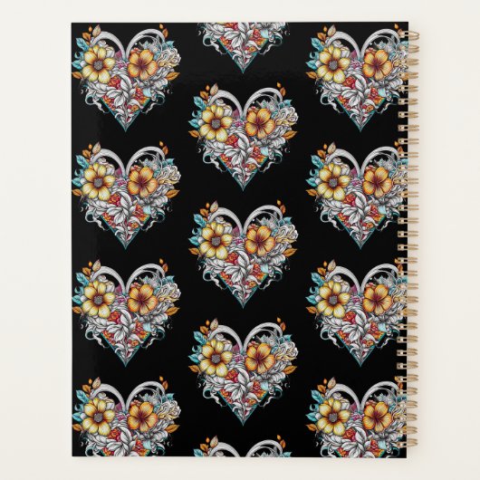 Personalized Floral Heart Romantic Planner (Achterkant)