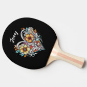 Personalized Floral Heart Romantic Tafeltennisbatje (Zijkant)