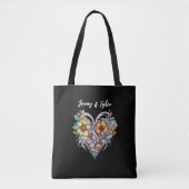 Personalized Floral Heart Romantic Tote Bag (Voorkant)