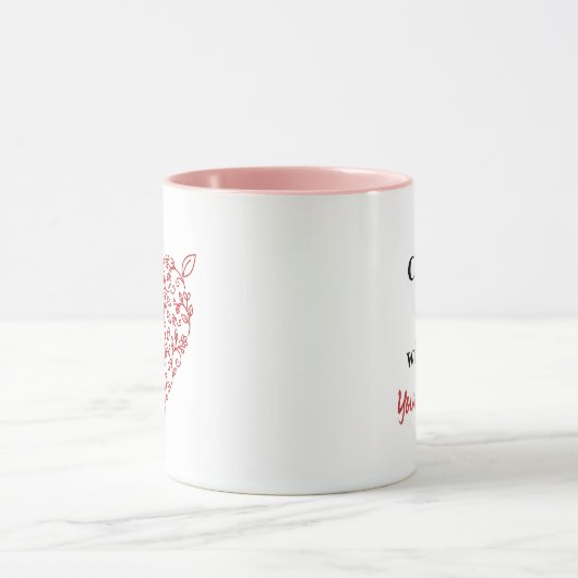 Personalized Floral Heart Valentine's Coffee Mug Mok (Midden)