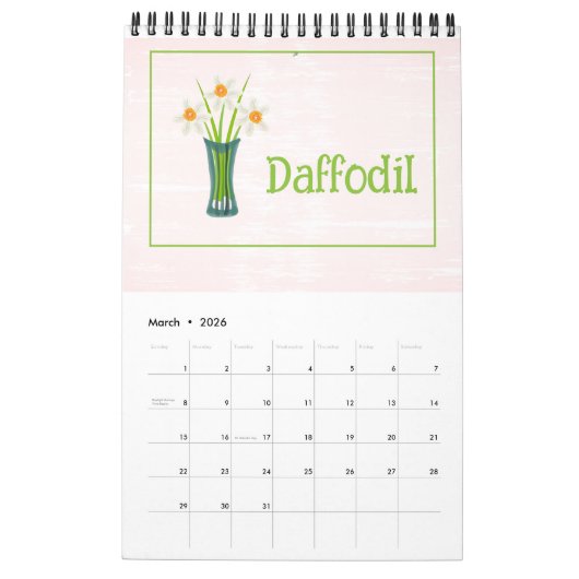 Personalized Floral Illustrations Calendar Kalender (Mar 2026)
