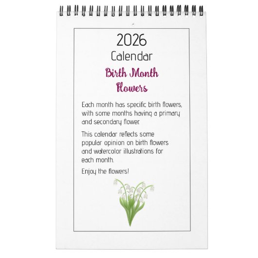 Personalized Floral Illustrations Calendar Kalender (Hoes)
