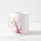 Personalized Floral Initial Mug - Letter A Koffiemok (Voorkant links)