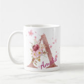 Personalized Floral Initial Mug - Letter A Koffiemok (Links)
