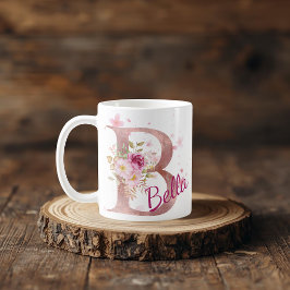 Personalized Floral Initial Mug – Letter B Koffiemok