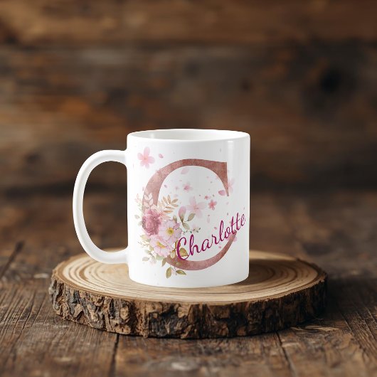 Personalized Floral Initial Mug – Letter C Koffiemok