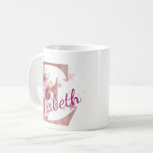 Personalized Floral Initial Mug – Letter E Koffiemok (Voorkant links)