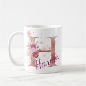 Personalized Floral Initial Mug – Letter H Koffiemok (Links)