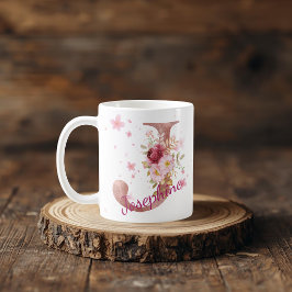 Personalized Floral Initial Mug – Letter J Koffiemok