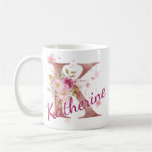 Personalized Floral Initial Mug – Letter K Koffiemok (Links)