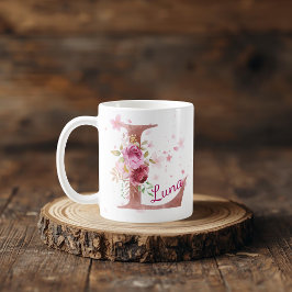 Personalized Floral Initial Mug – Letter L Koffiemok