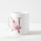 Personalized Floral Initial Mug – Letter N Koffiemok (Voorkant links)