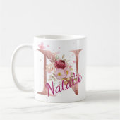 Personalized Floral Initial Mug – Letter N Koffiemok (Links)