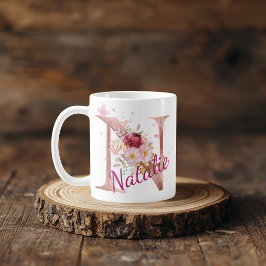 Personalized Floral Initial Mug – Letter N Koffiemok
