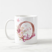 Personalized Floral Initial Mug – Letter O Koffiemok (Links)