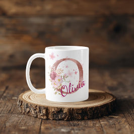 Personalized Floral Initial Mug – Letter O Koffiemok